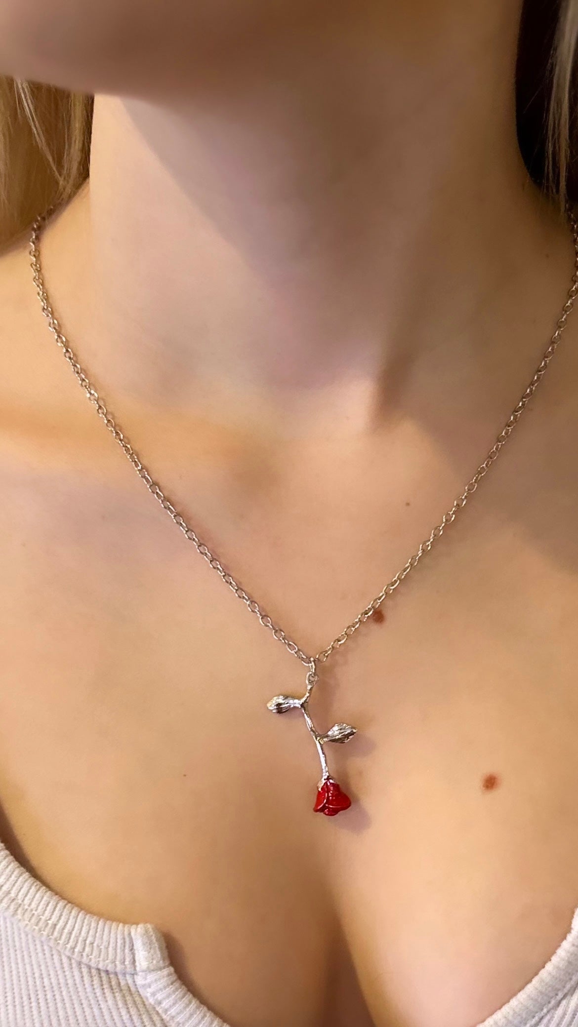 Silver Sean Rose Necklace