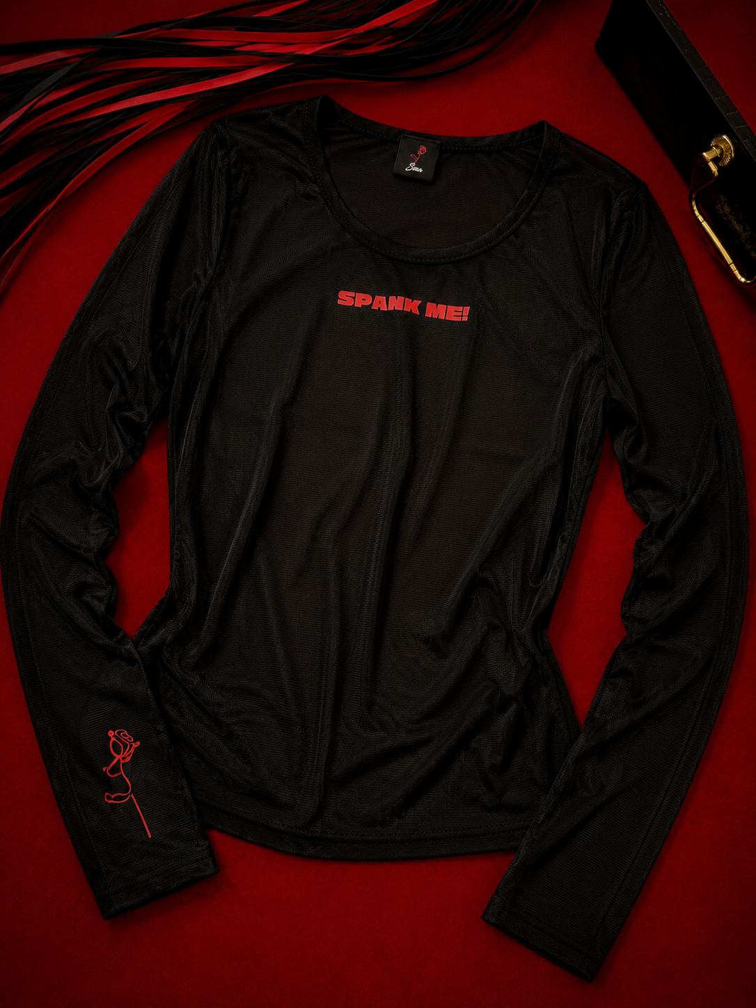 "Spank Me" Mesh Long Sleeve Top