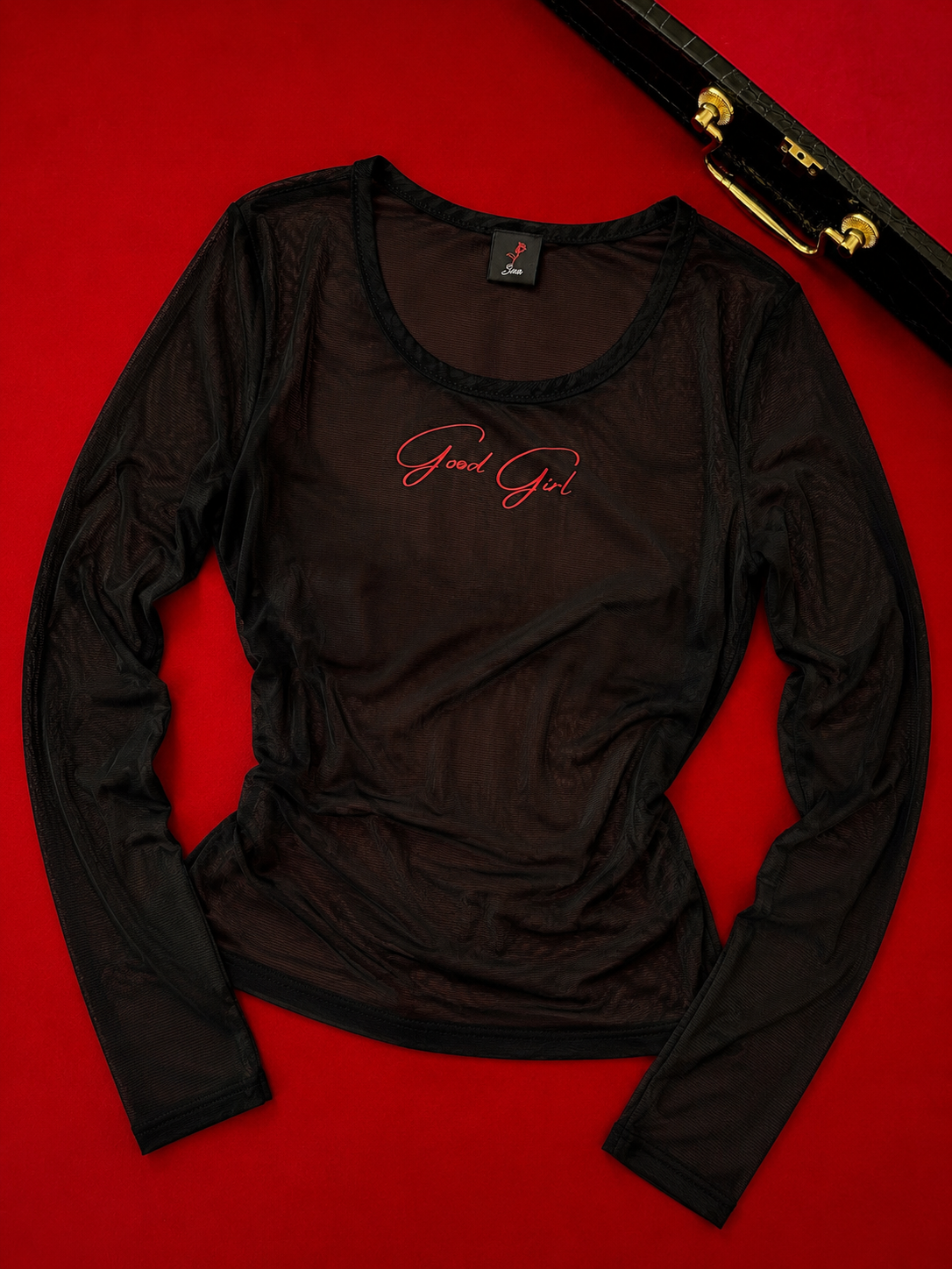 "Good Girl " Mesh Long Sleeve Top