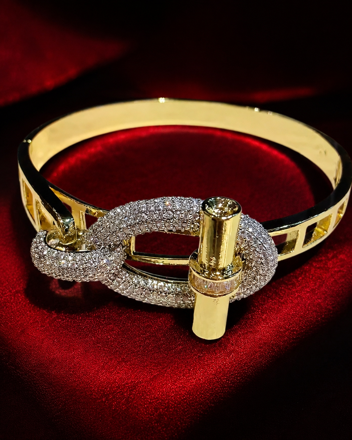 Kinky Gold & Rhinestone Buckle Bracelet