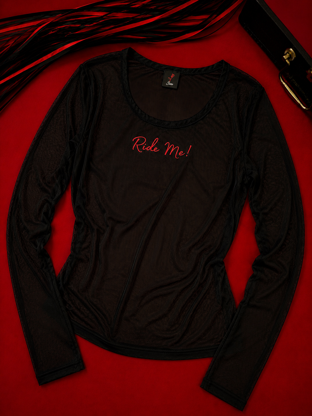 "Ride Me " Mesh Long Sleeve Top