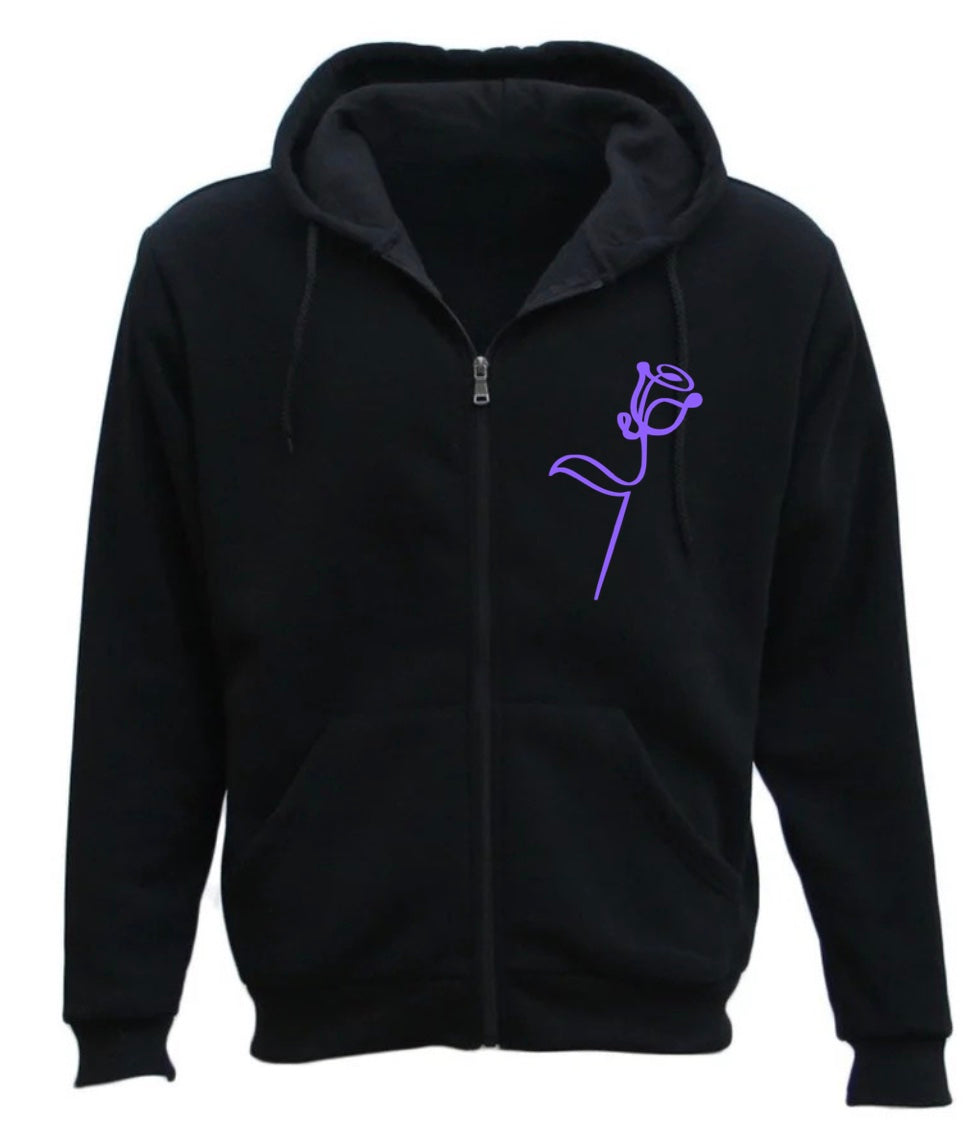 Black Rose Zip Hoodie