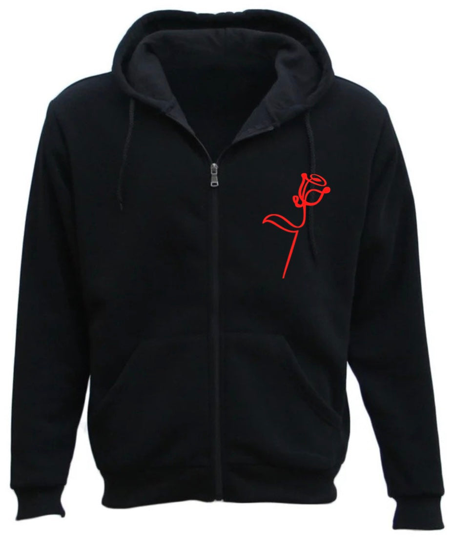 Black Rose Zip Hoodie