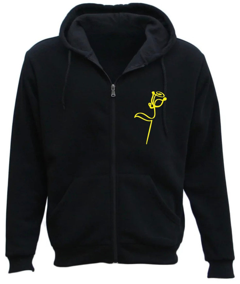 Black Rose Zip Hoodie