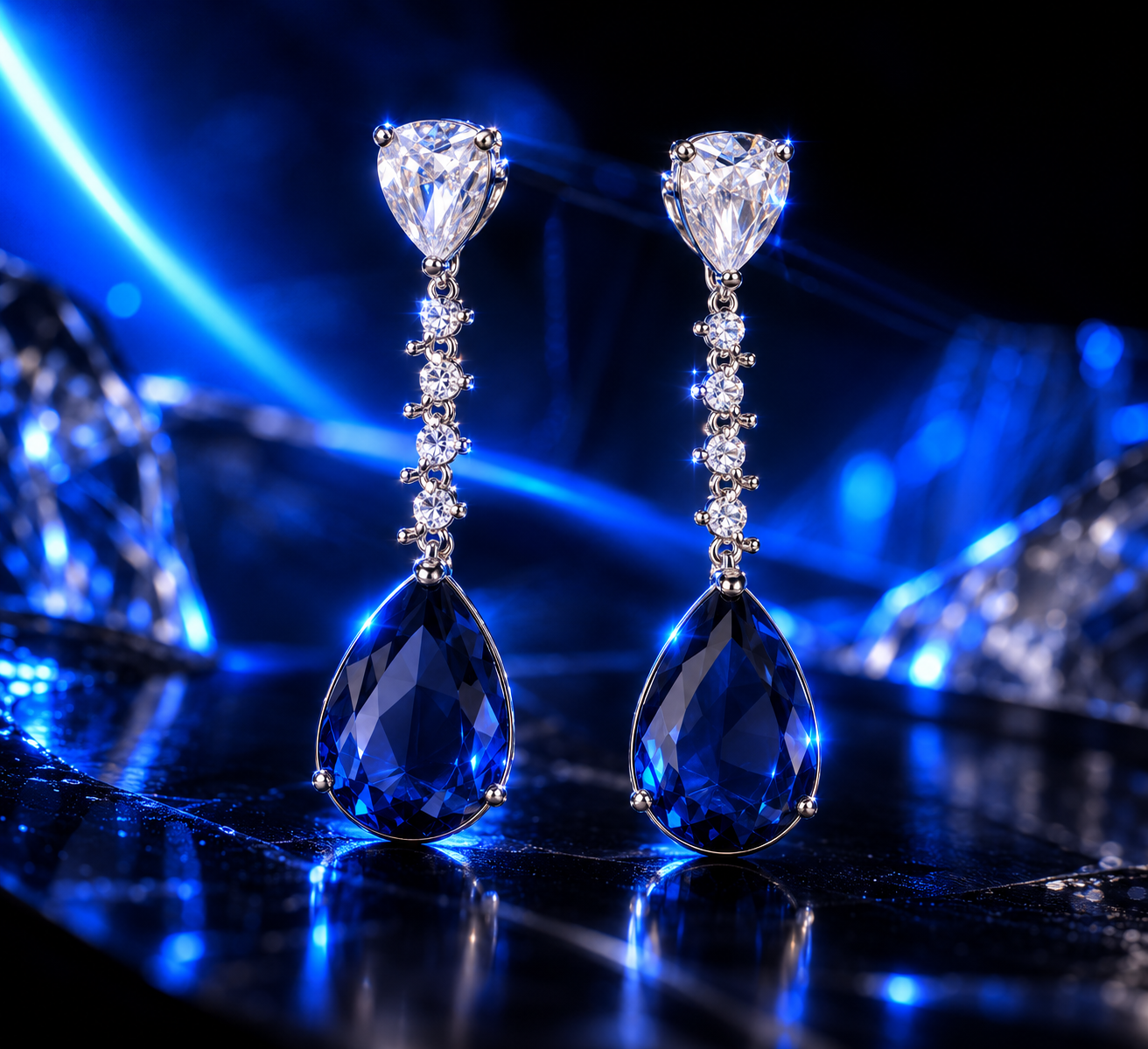 Blue Ball Earrings