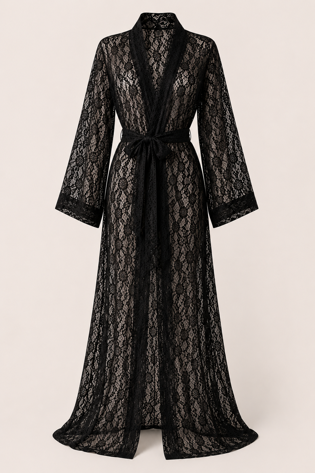 Black Spicy Long Lace Robe