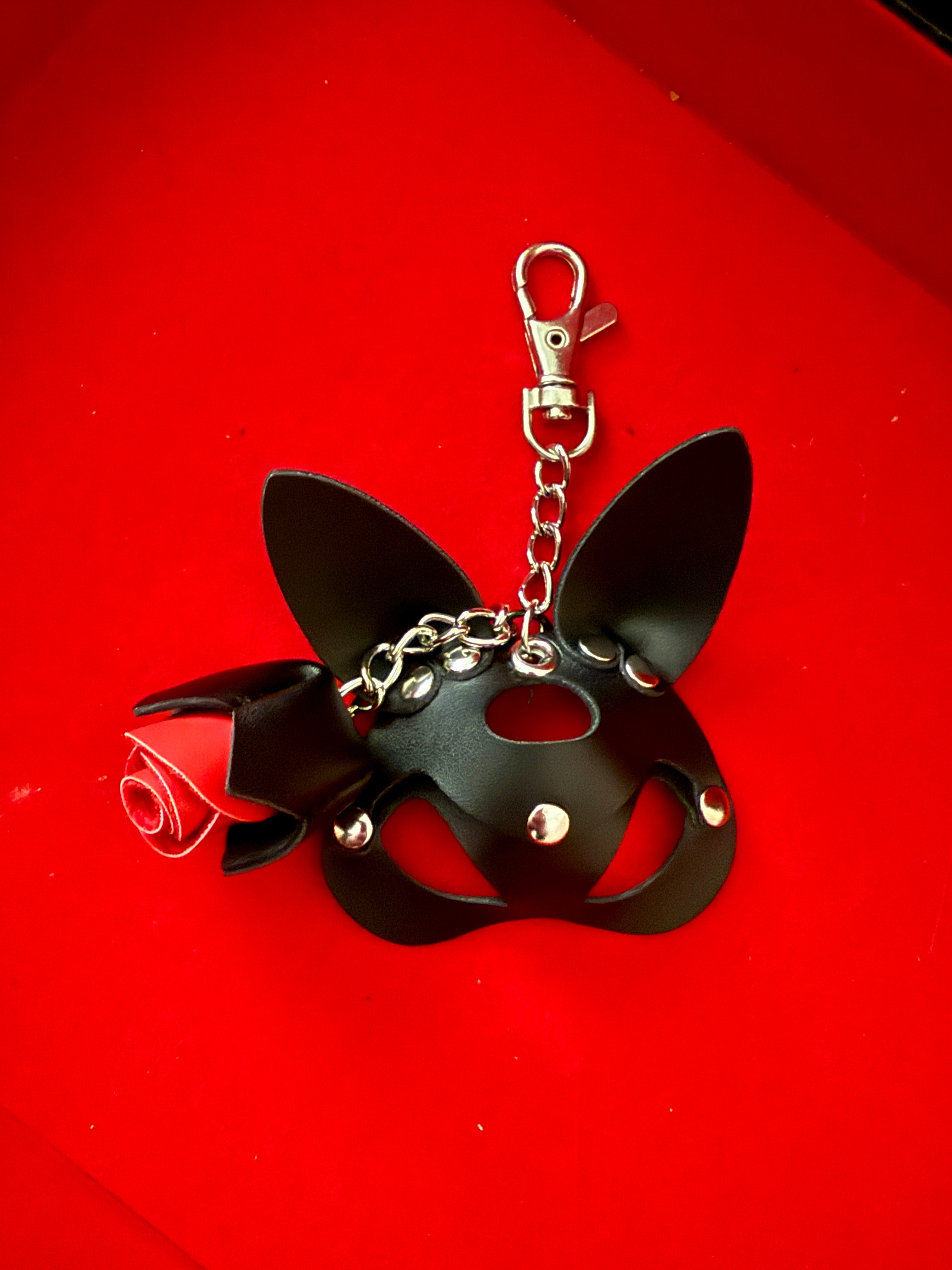 Red Room Rose Mask Keychain