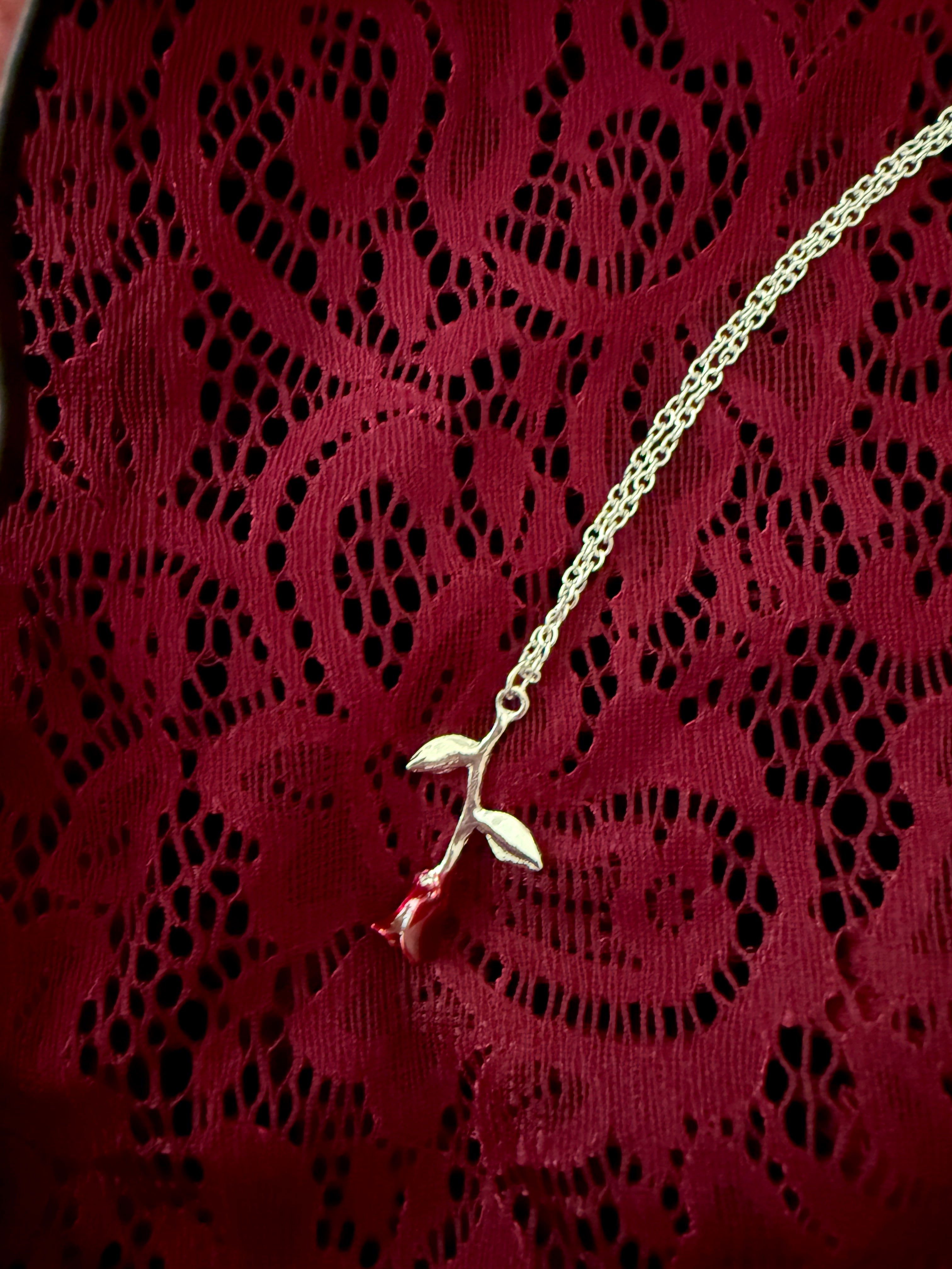 Burgundy Rose Necklace