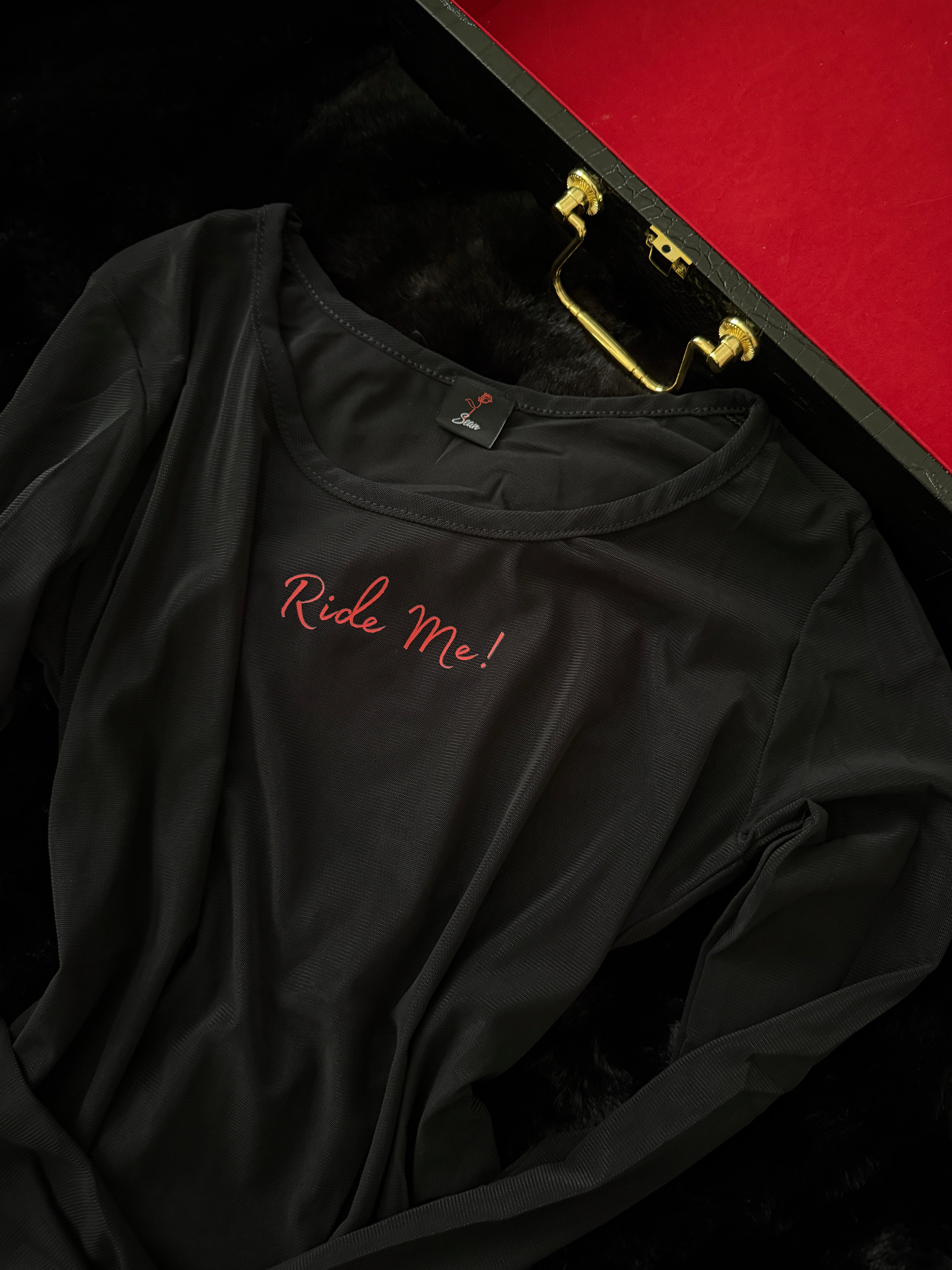 "Ride Me " Mesh Long Sleeve Top