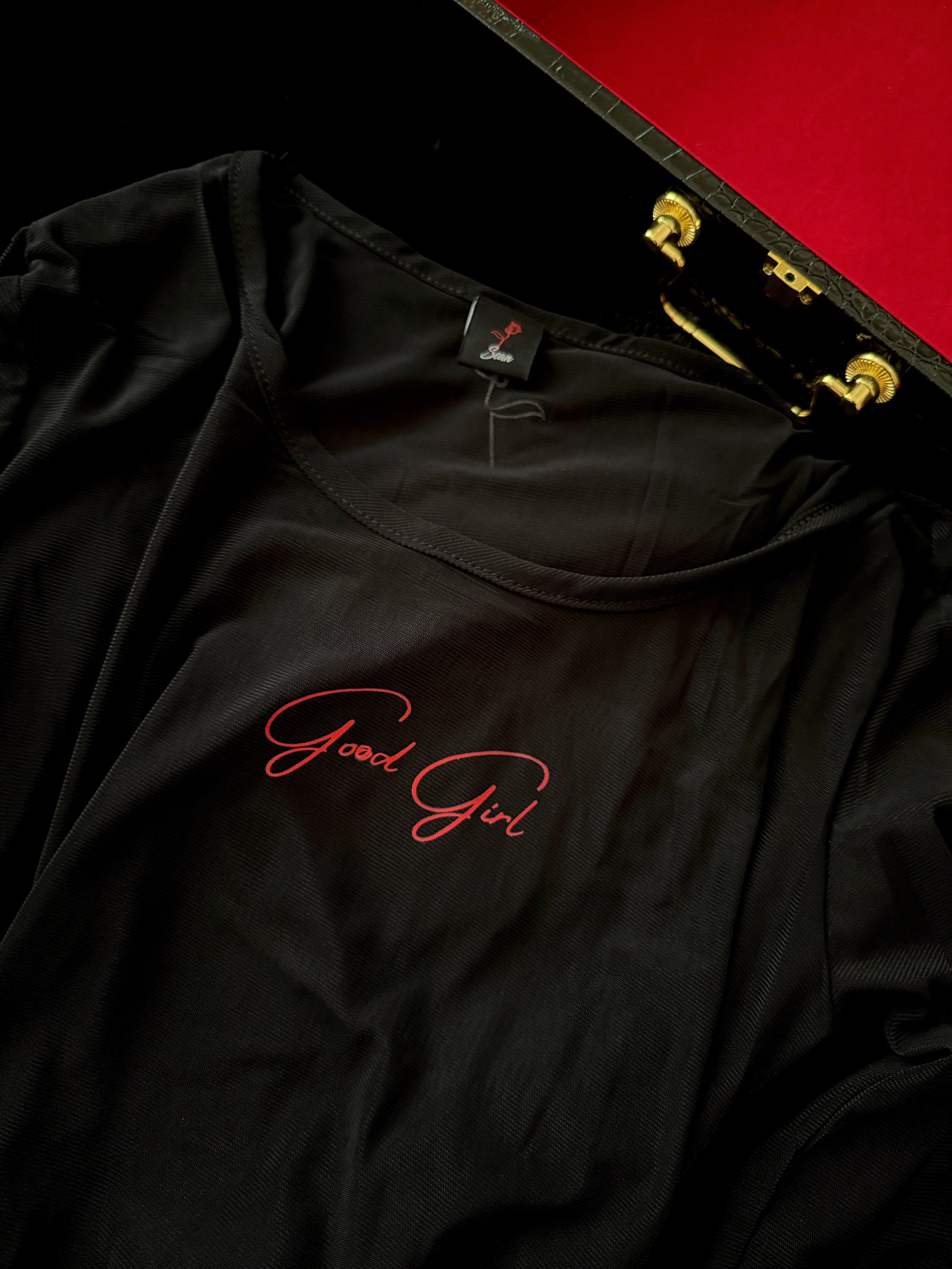 "Good Girl " Mesh Long Sleeve Top