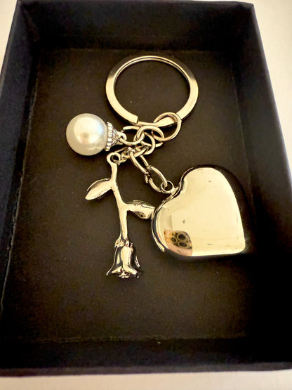 Silver Sean Rose Key Ring