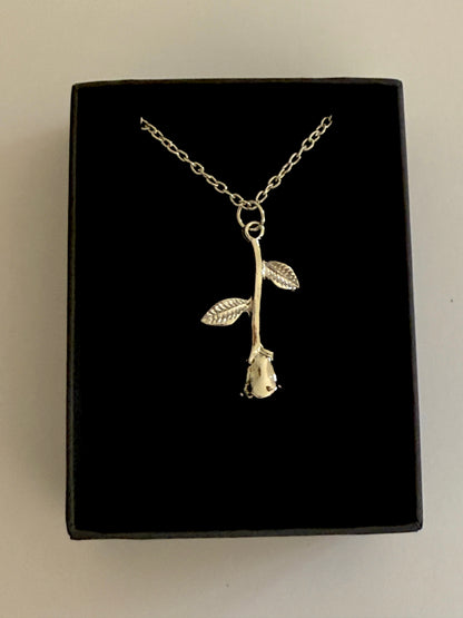 All Silver Sean Rose Necklace