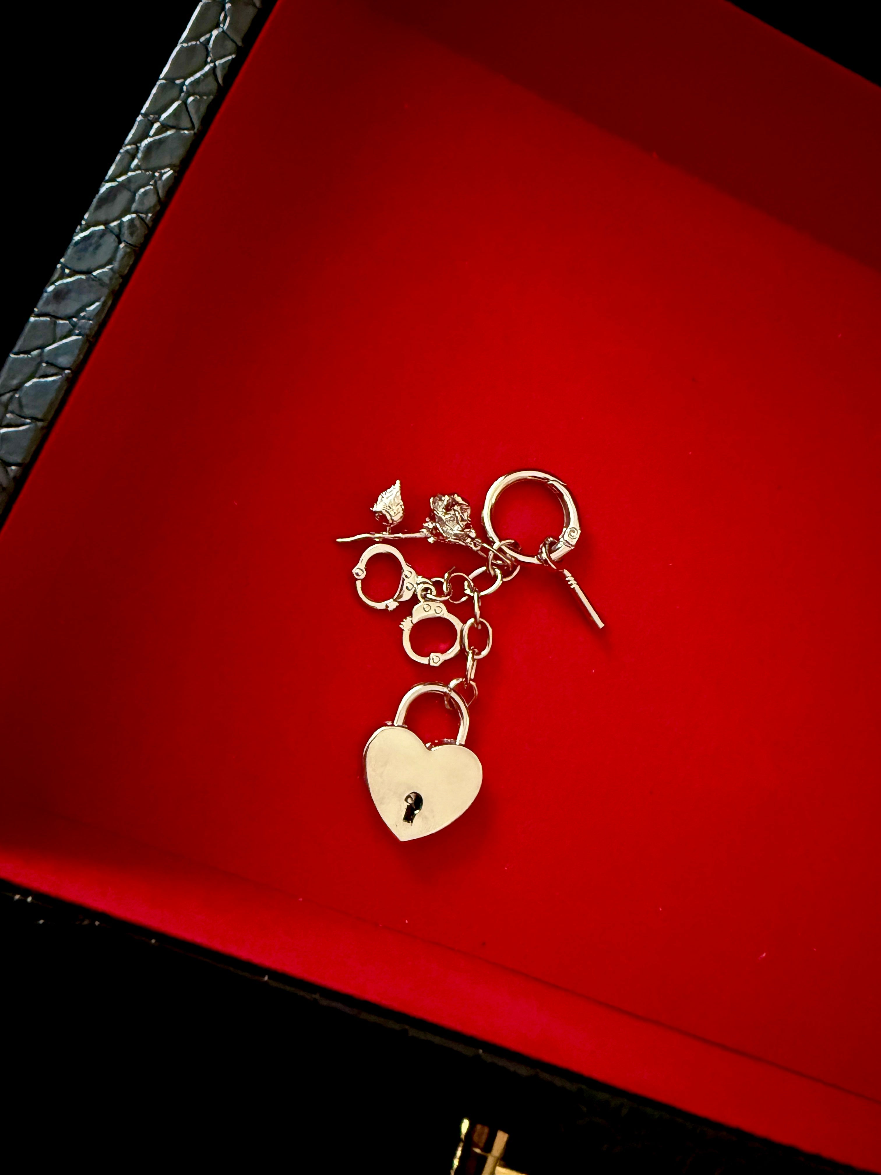 Silver Sean Rose Lock Keychain
