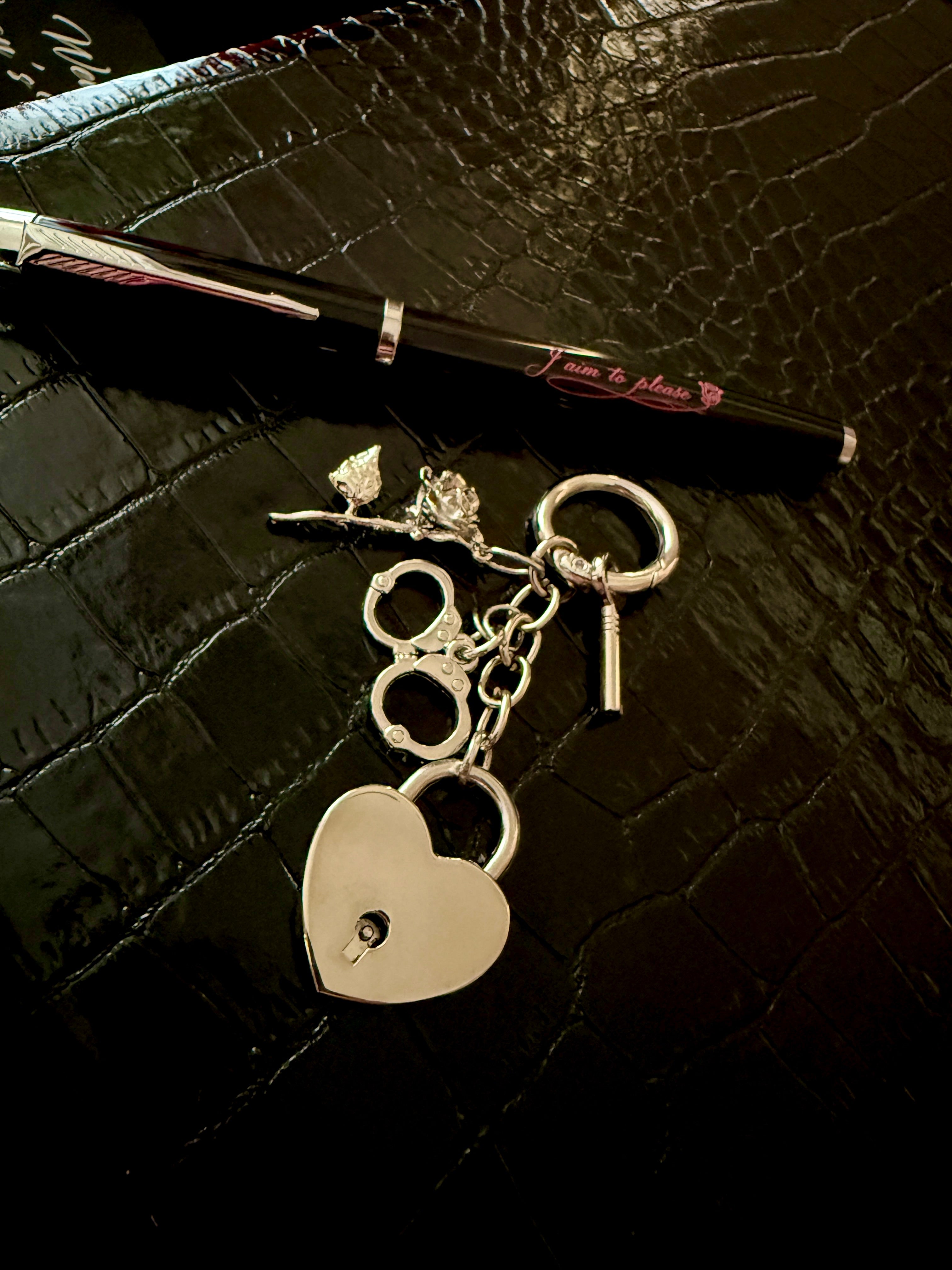Silver Sean Rose Lock Keychain