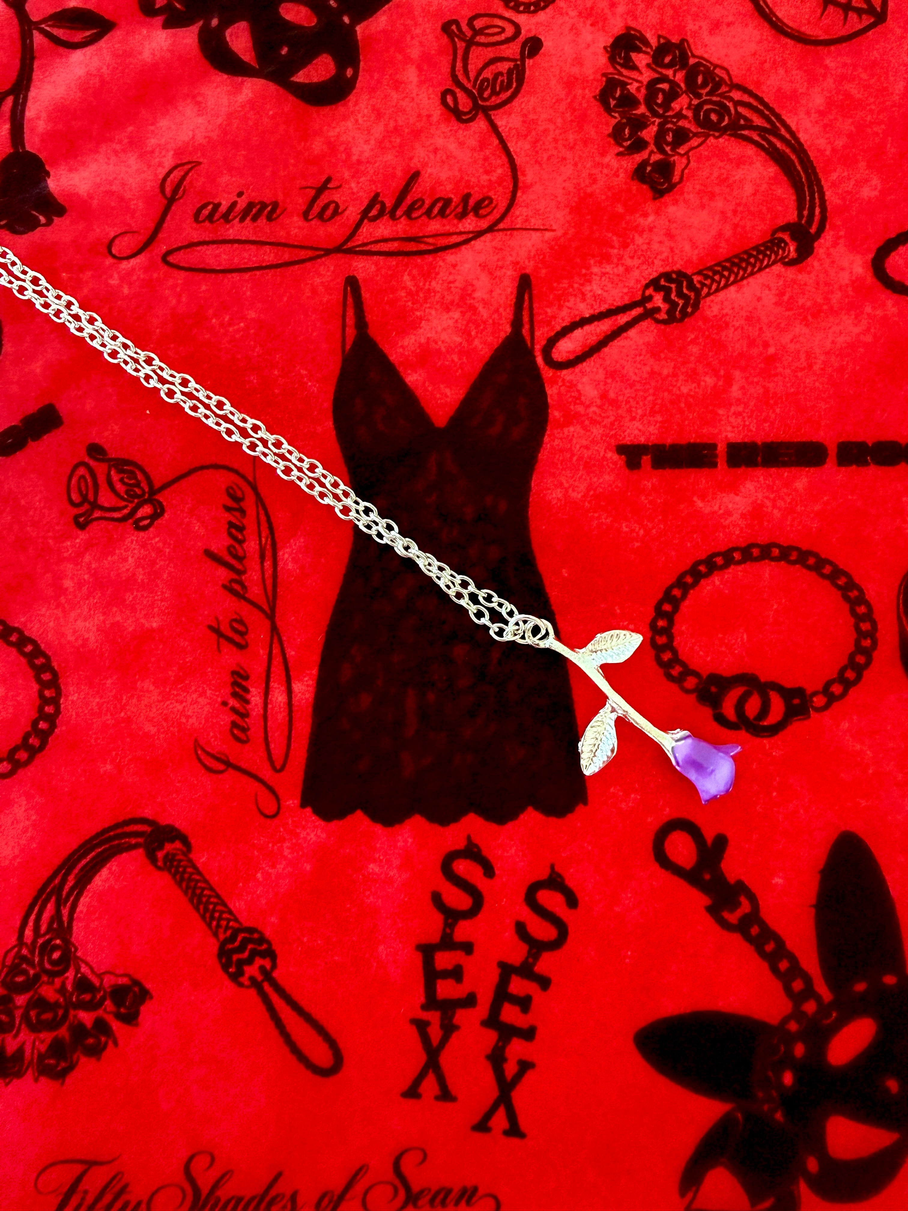 Purple Sean Rose Necklace