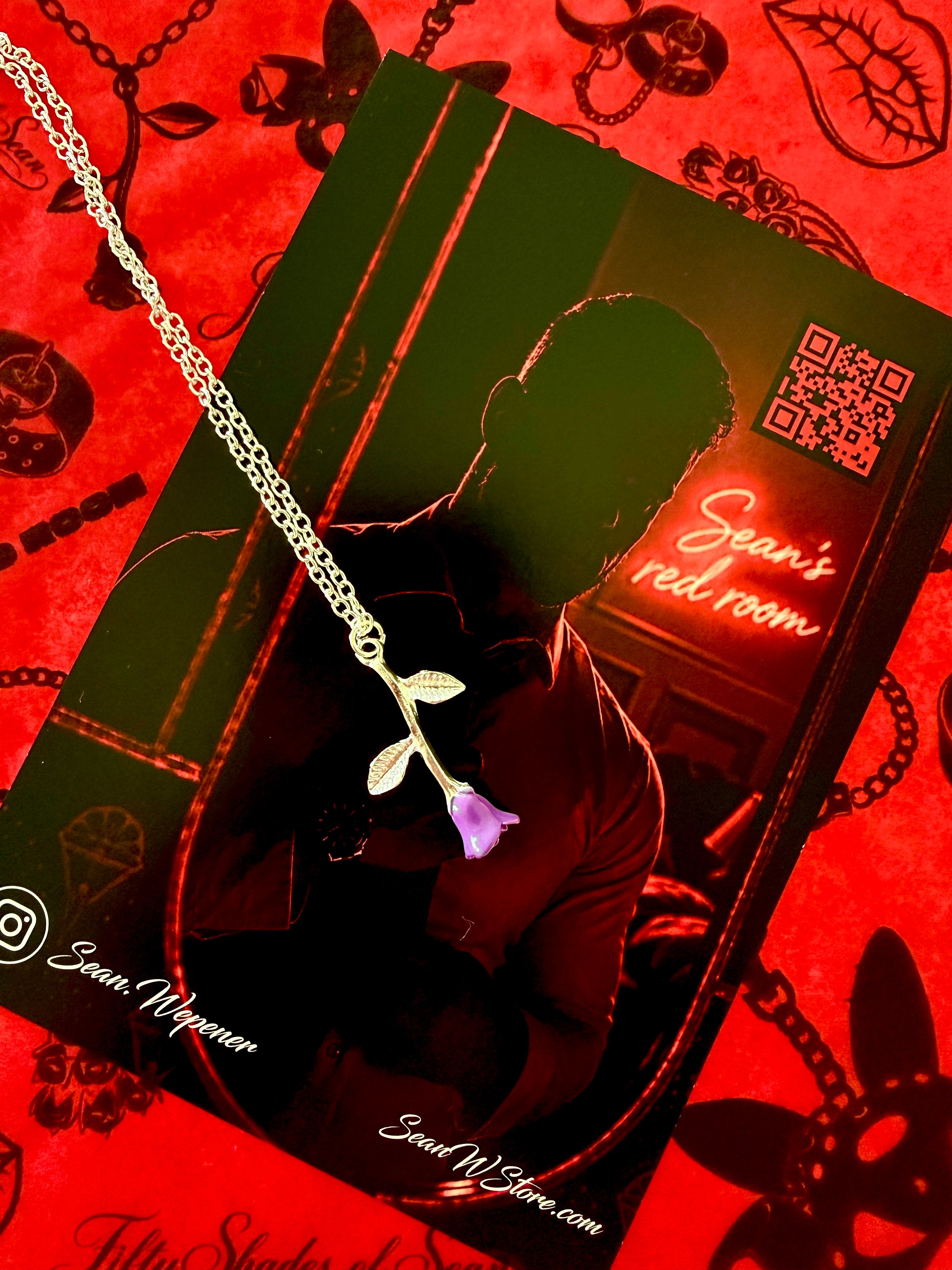 Purple Sean Rose Necklace