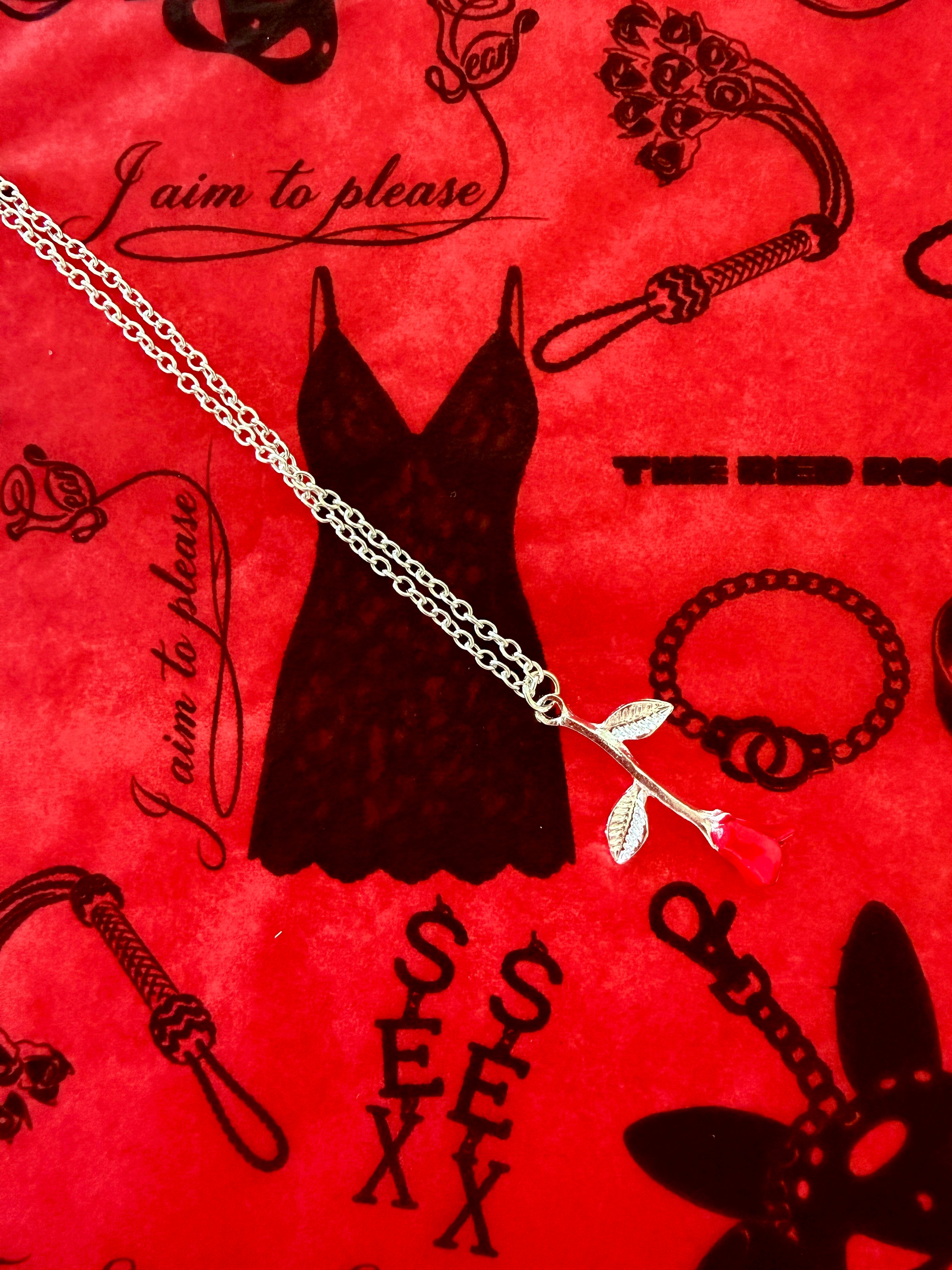 Red Silver Sean Rose Necklace