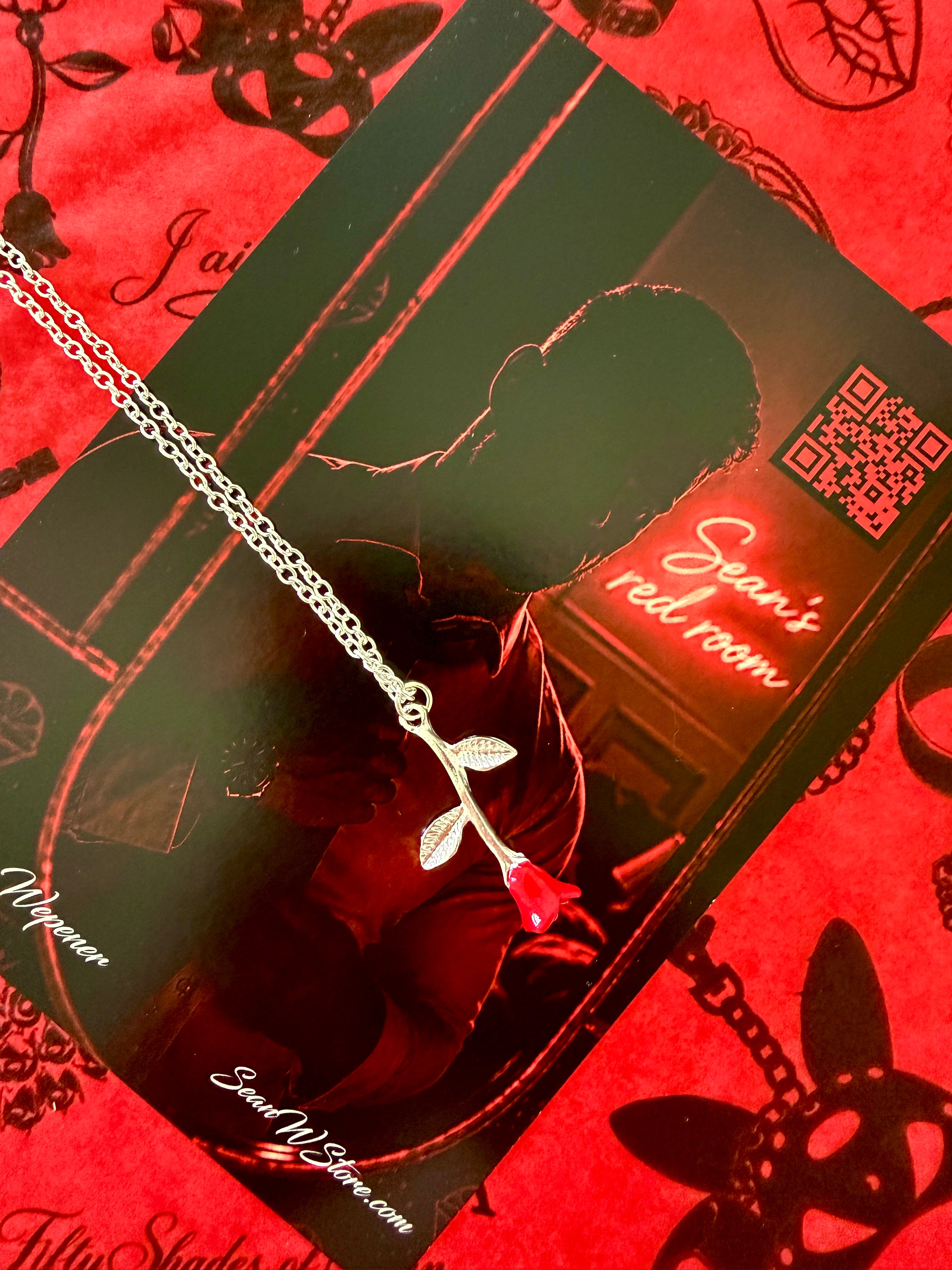 Red Silver Sean Rose Necklace