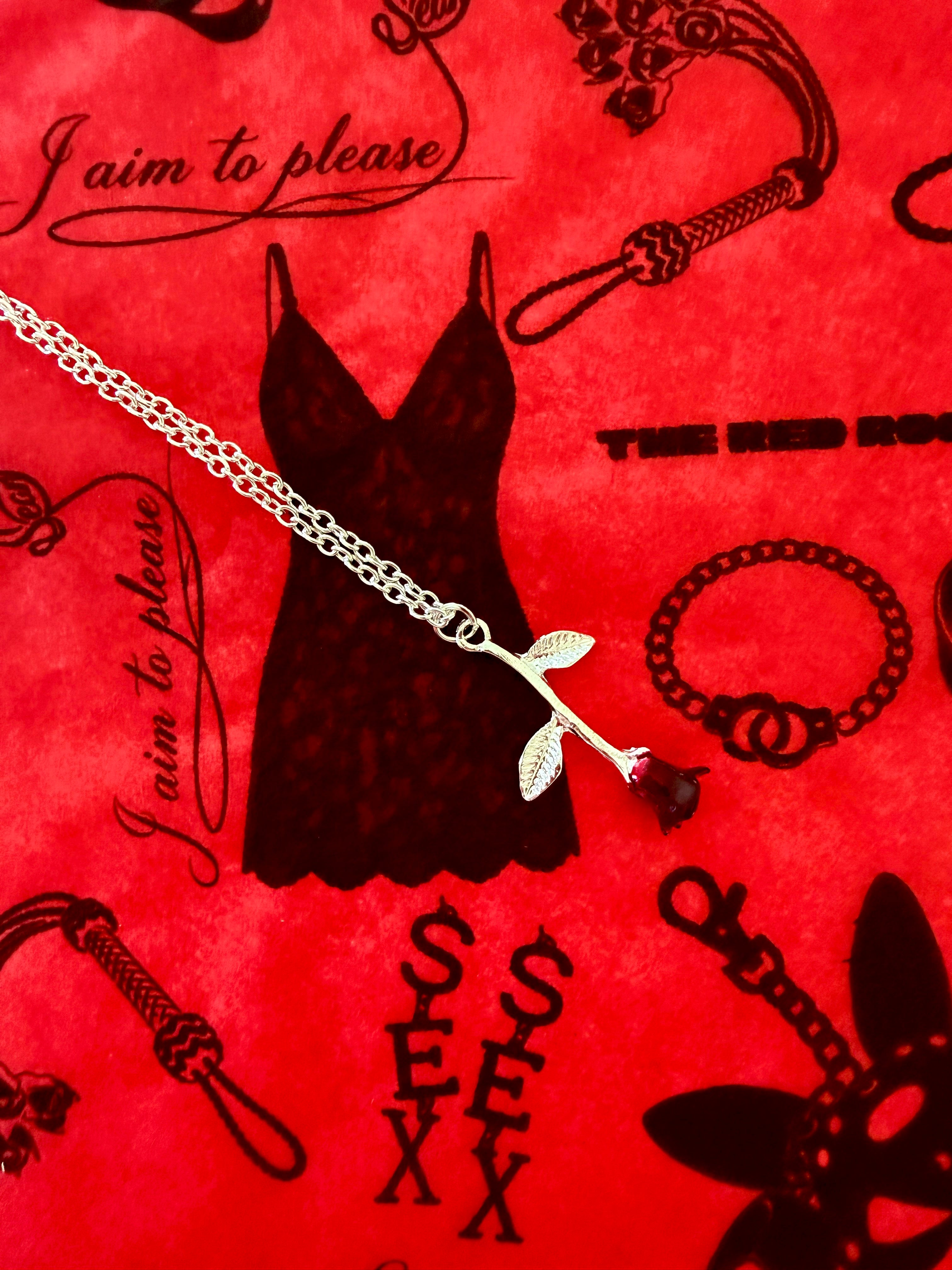 Burgundy Rose Necklace