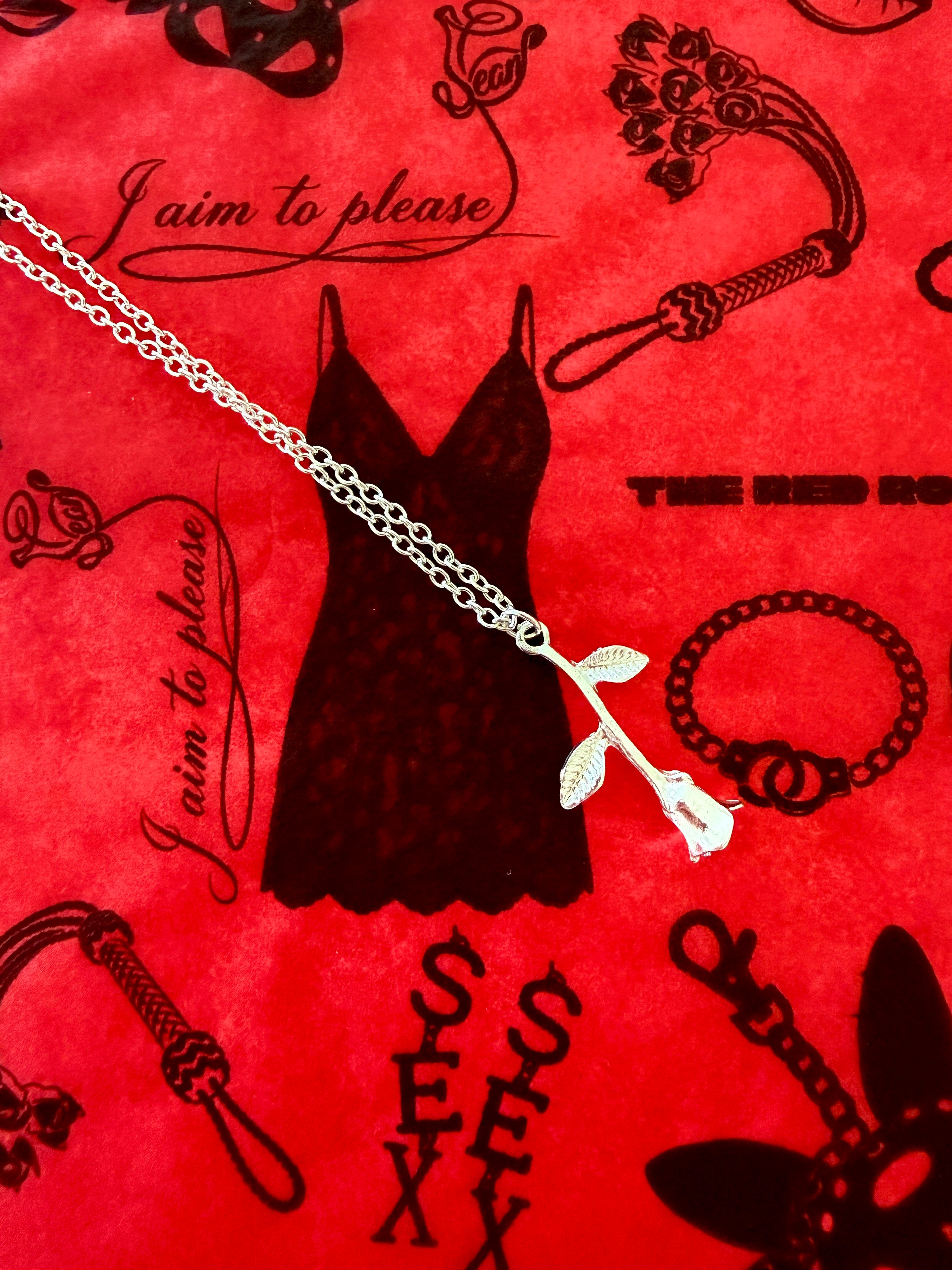 All Silver Sean Rose Necklace