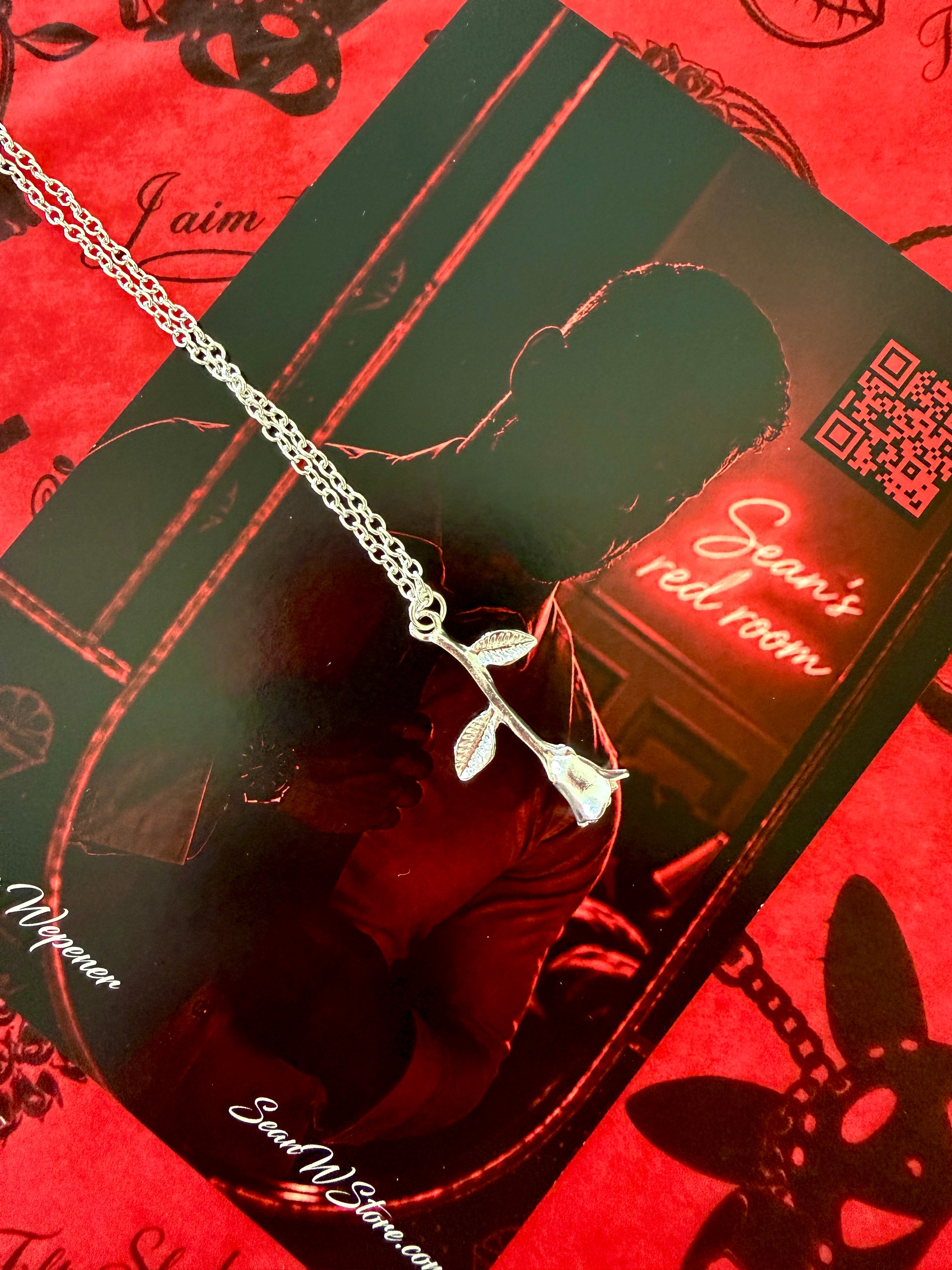 All Silver Sean Rose Necklace