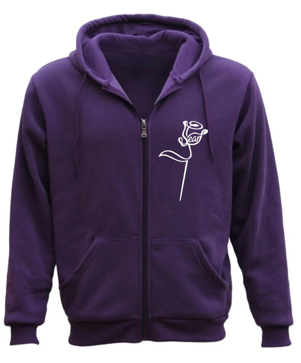 Purple Rose Zip Hoodie